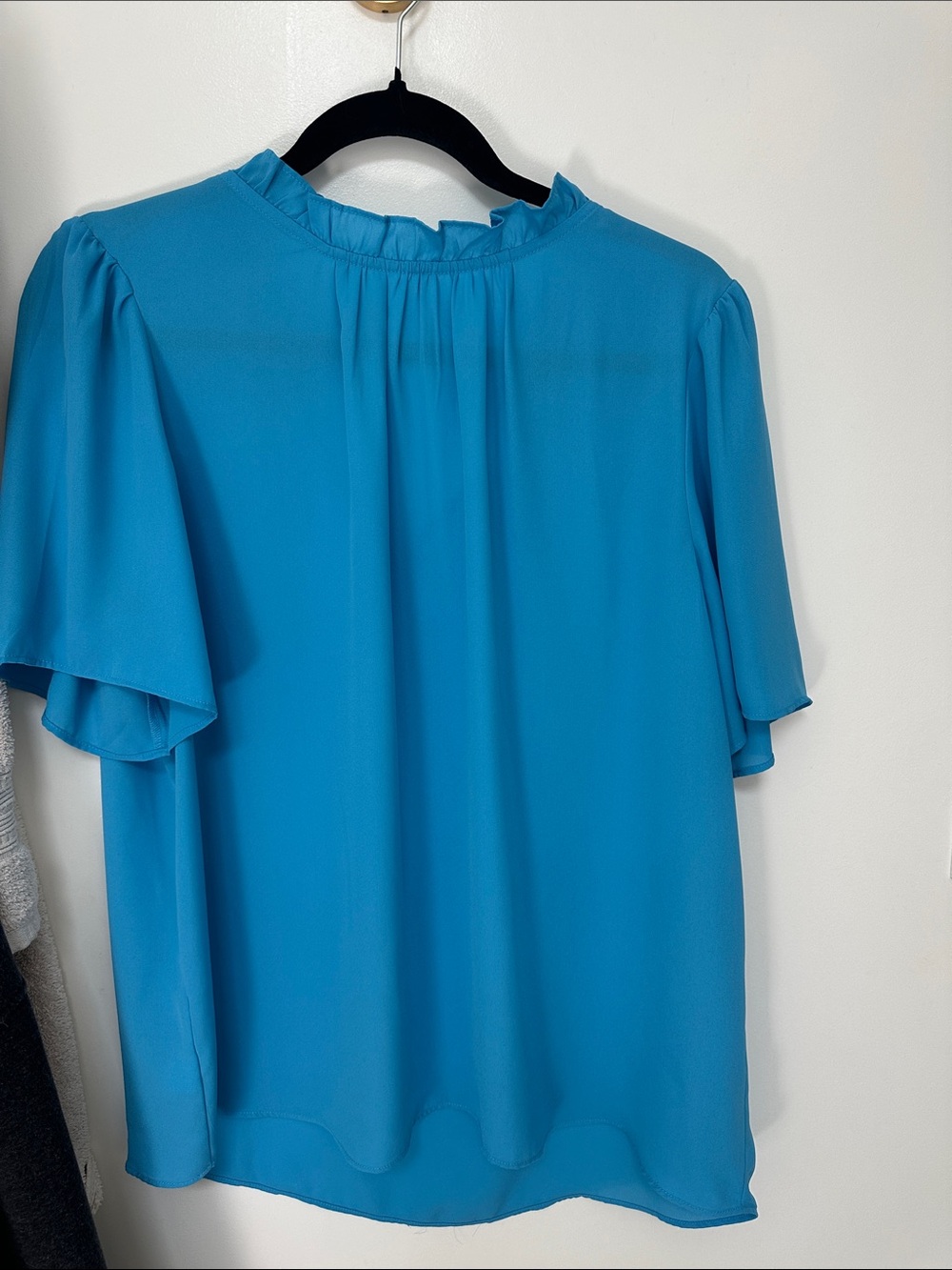 Blue Flutter Sleeve Women's Blouse